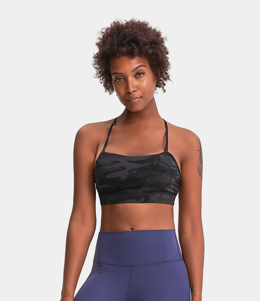 Bloom Neck Camo Back Low Support Sports Bra