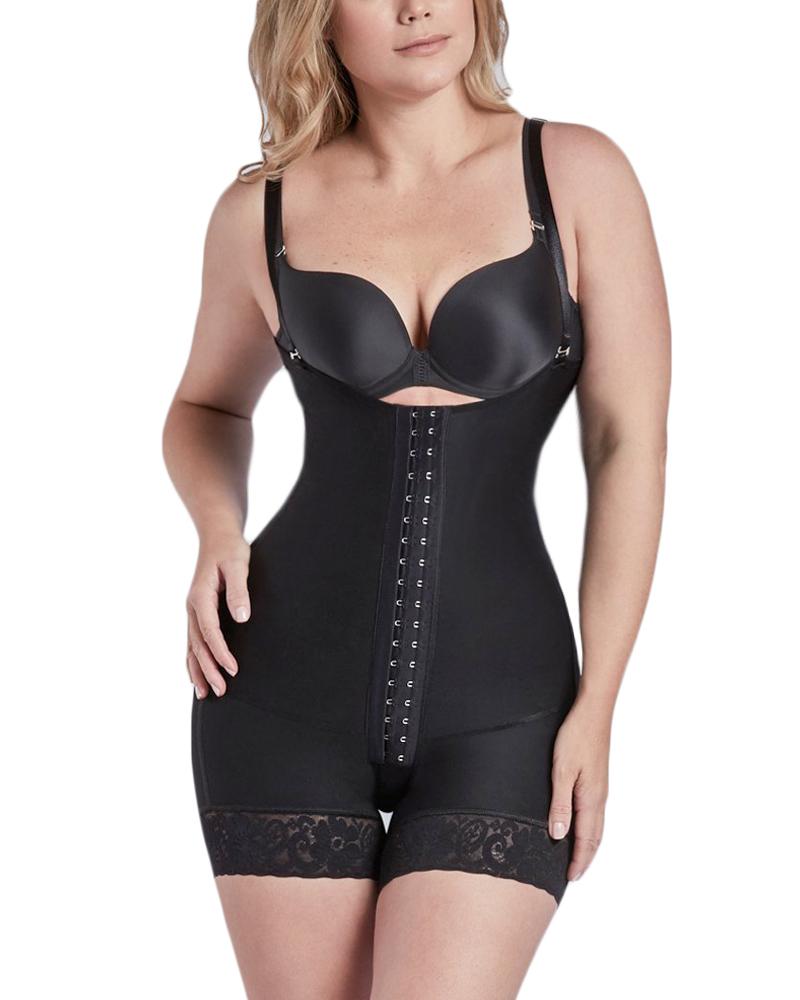 Full Body Short Shaper Zipper Thin Straps