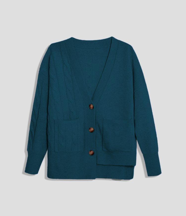 Cable Knitted Pocket Cardigan