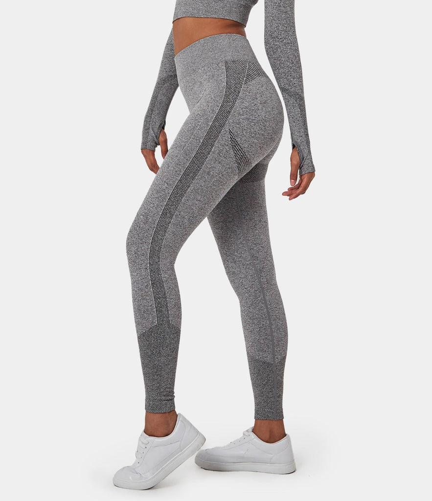 FLOW High Waisted Smile Design Seamless Full Length Leggings
