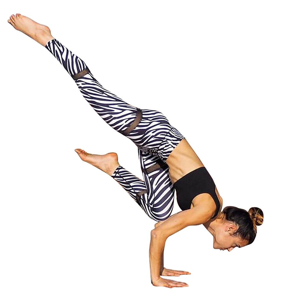 Cross striped Mesh Stitching Breathable Trim Hip Yoga Pants