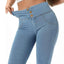 High Waist Hip Imitation Denim Elastic Peach Yoga Pants