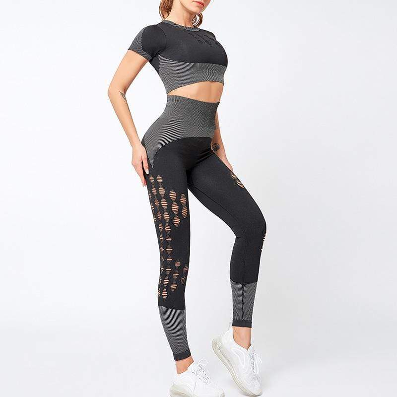 Sexy Navel Short High Waist Tight Pants Suit