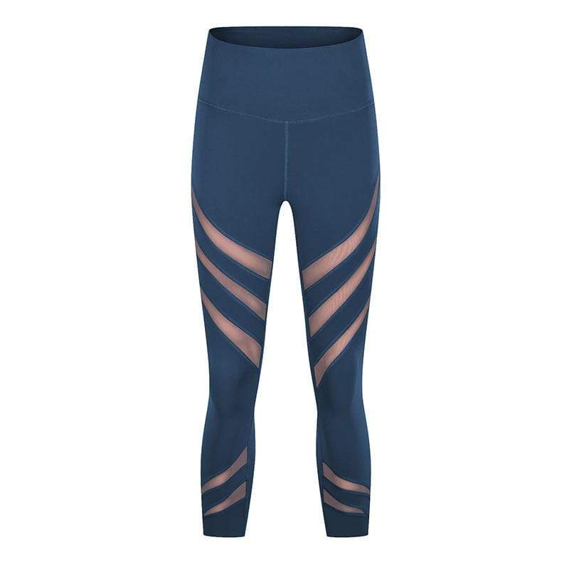 High waisted Rib Hollowed Gauze Nude Yoga Pants