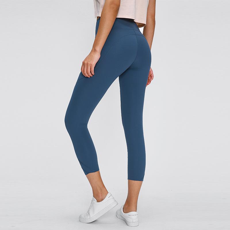 High waisted Rib Hollowed Gauze Nude Yoga Pants