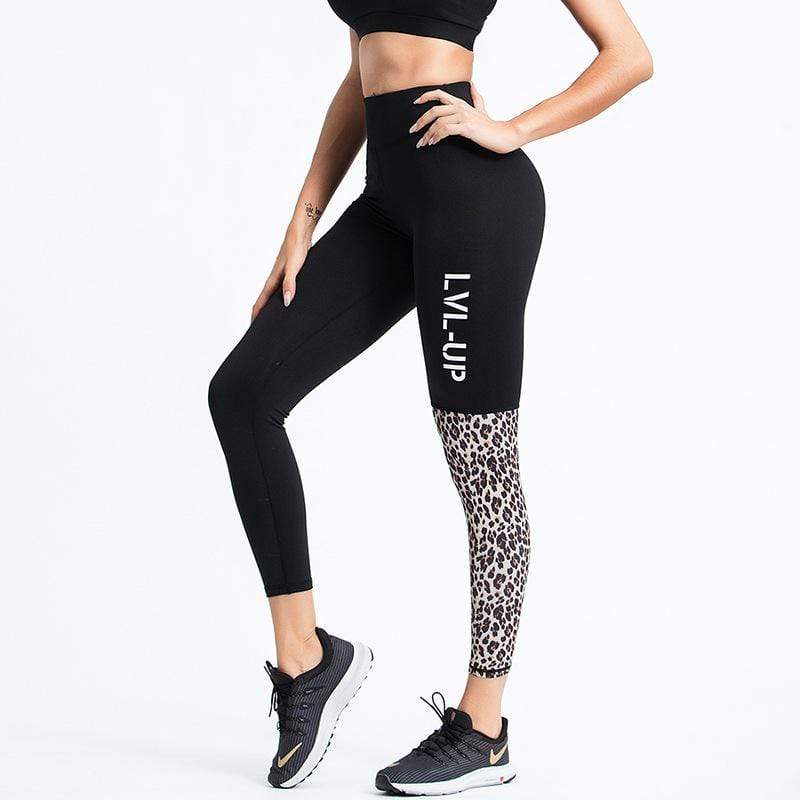 Leopard Stitching Shows Hip High Waist Yoga Pants