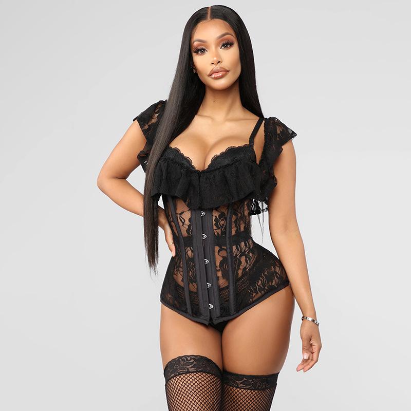 Outside Shoulder Lace Sleeve Gothic Corset