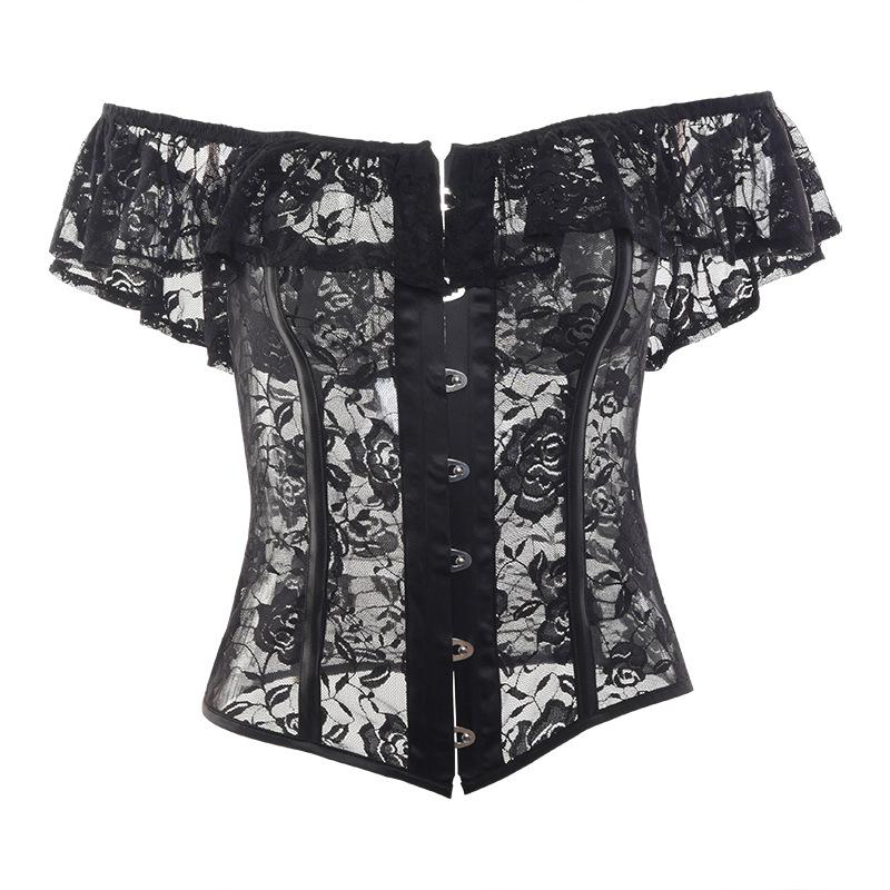 Outside Shoulder Lace Sleeve Gothic Corset