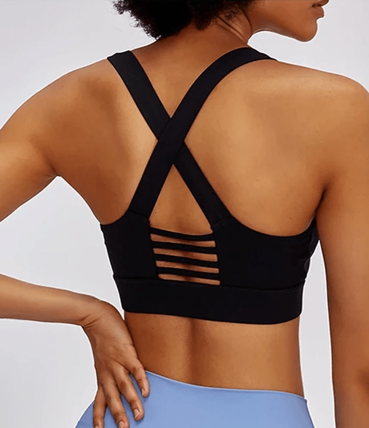 Square Neckline Crisscross Strappy Medium Support Sports Bra