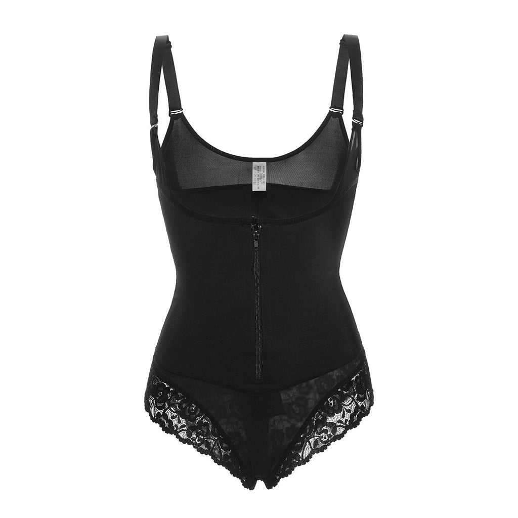 Zipper Button Triangle Lace Bodyshaper