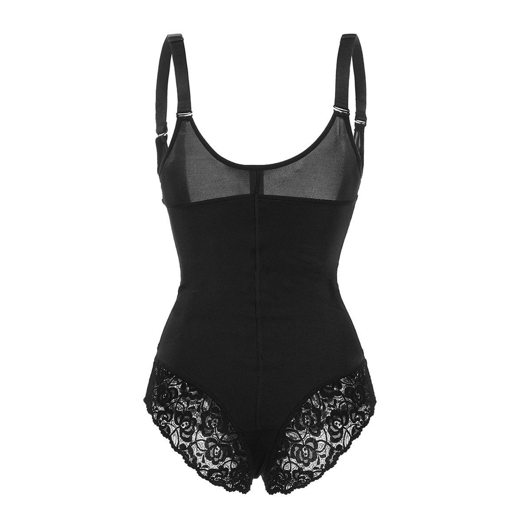 Zipper Button Triangle Lace Bodyshaper