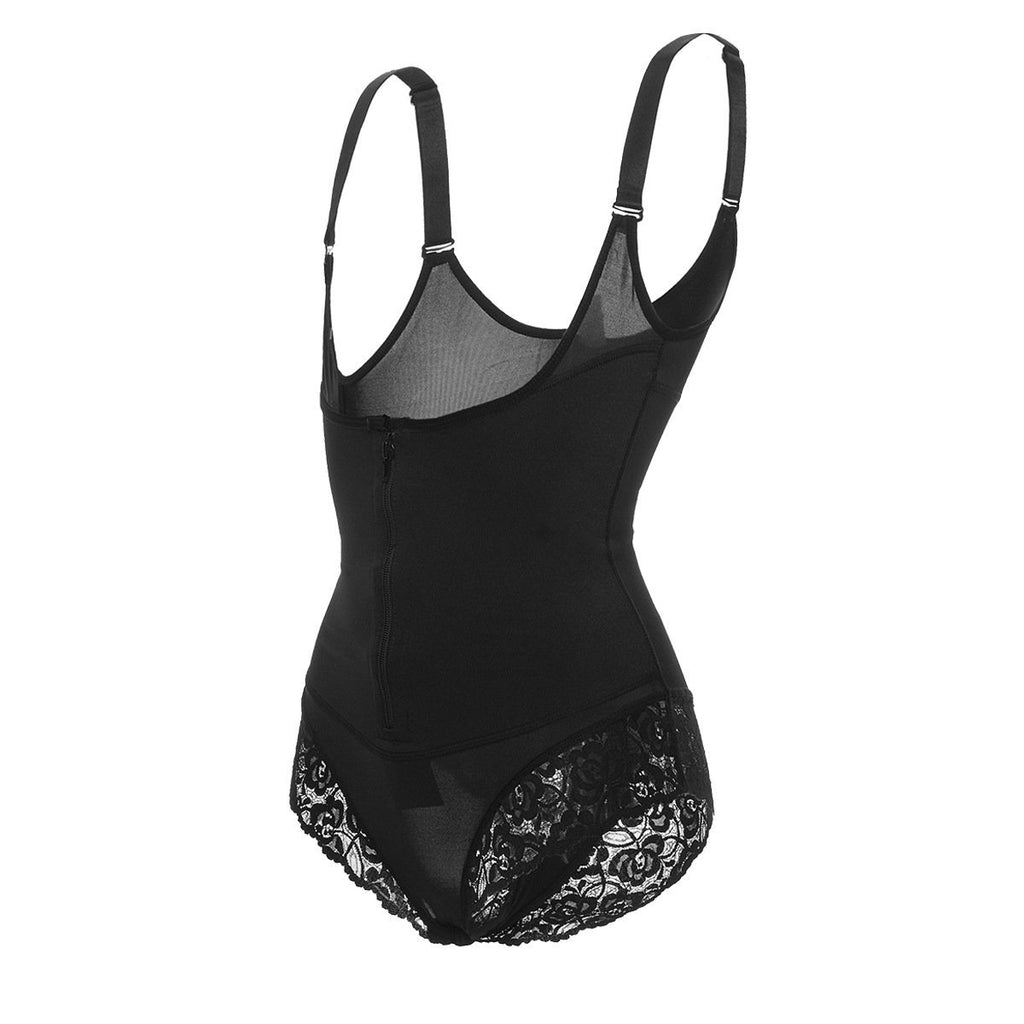 Zipper Button Triangle Lace Bodyshaper