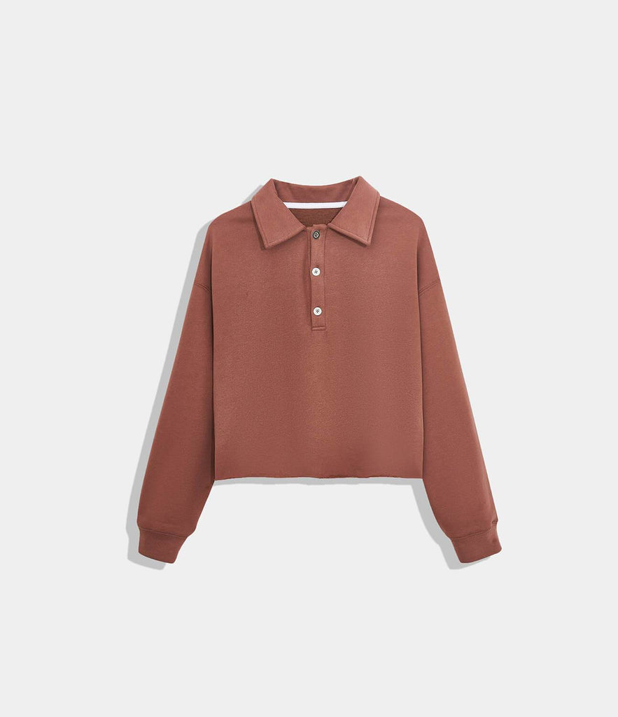 Solid Color Polo Sweatshirt