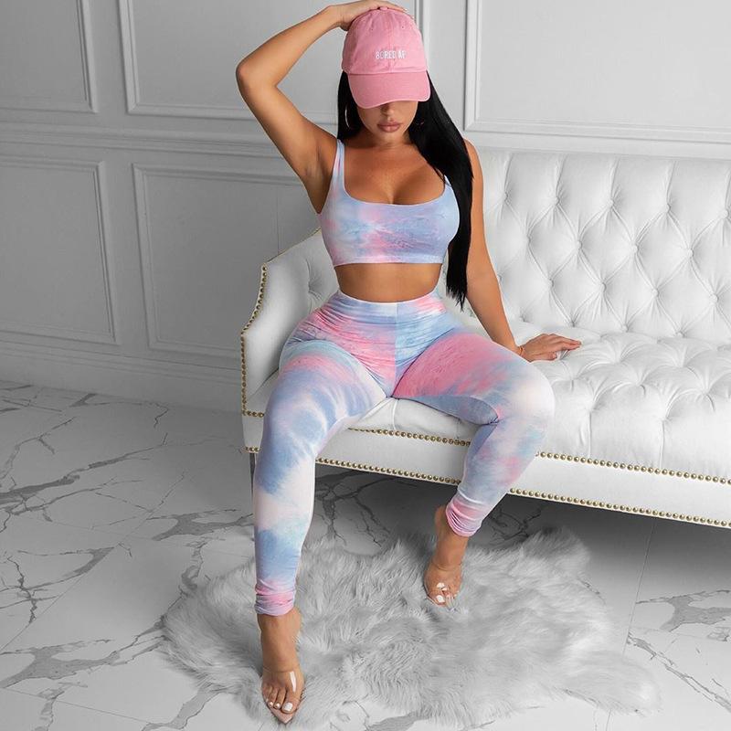 Tie dyed Backs Casual Yoga Suit