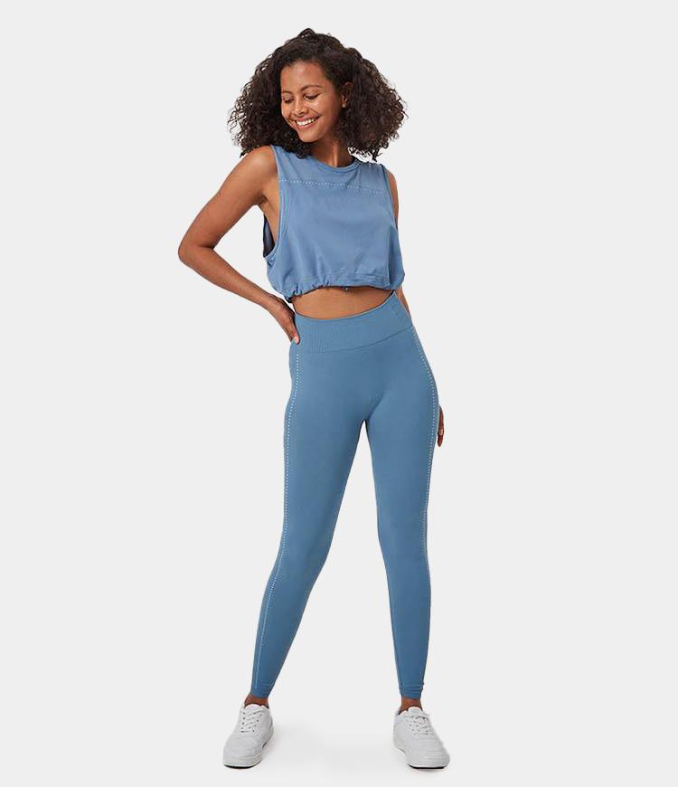 FLOW Drawstring Cropped Seamless Tank Tops