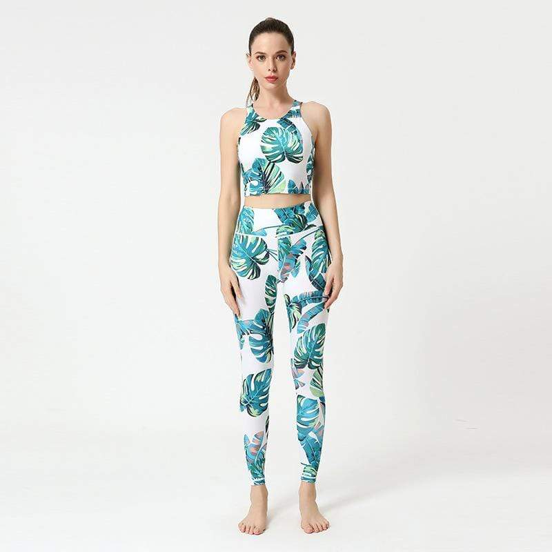 Printed Sleeveless Back Sport Suit