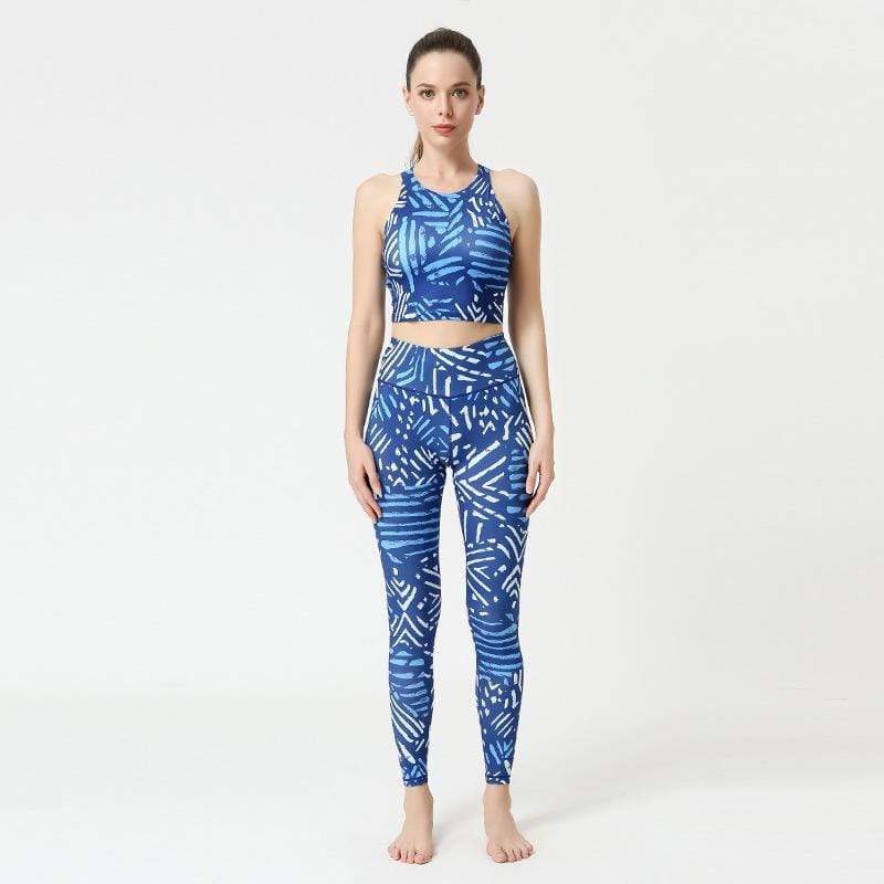Printed Sleeveless Back Sport Suit