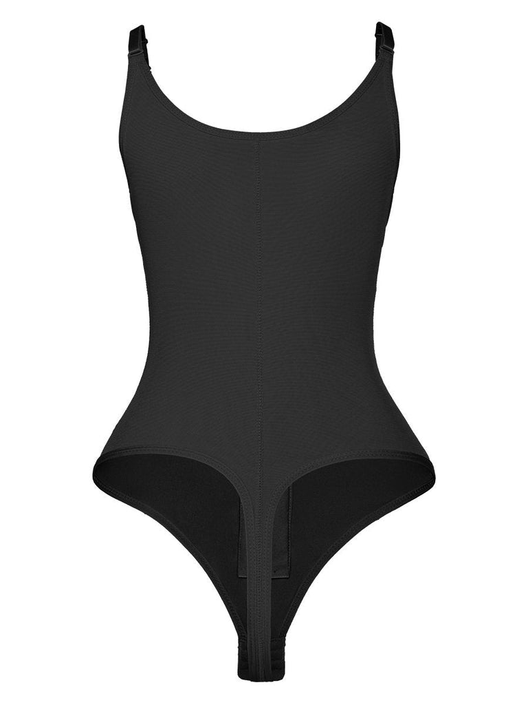 Woman Thong One Piece Buttoned Zip Body Shaper