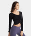 Sweetheart Shirred Fitted Cropped Long Sleeve Top