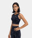 High Neck Camo Longline Racerback Support Sports Bra