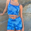 Short Exercise Suit Yoga Printed Sling Drawstring