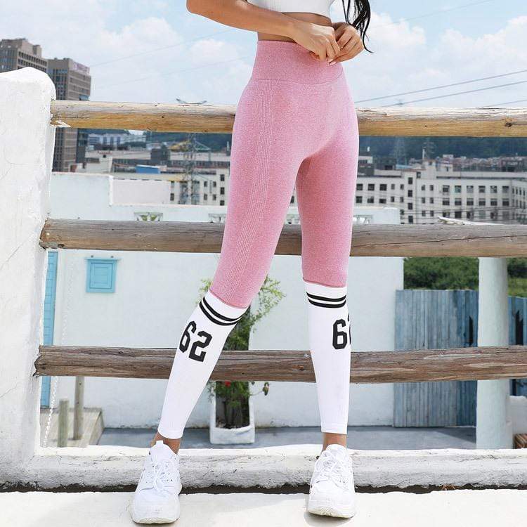 Contrast Color Peach Hip Lifting Fitness Yoga Pants