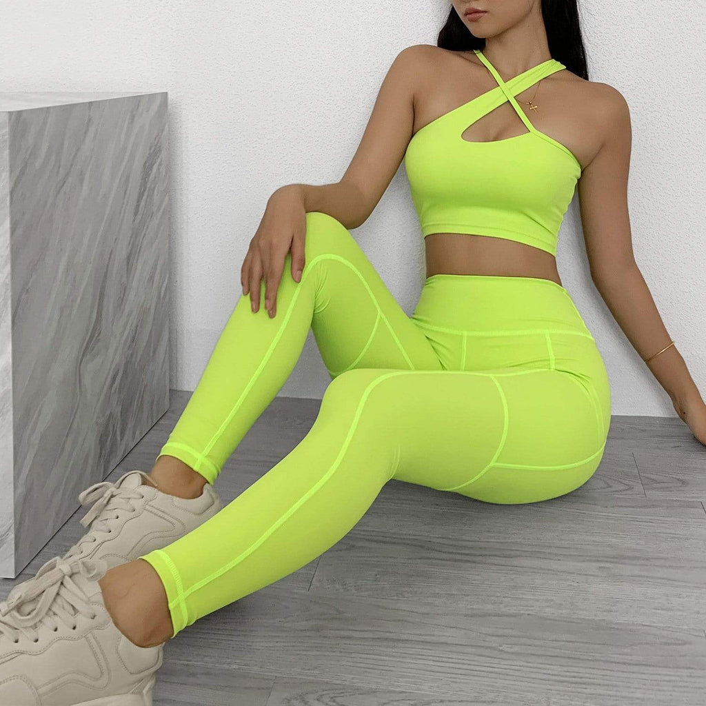 High Waist Oblique Shoulder Leisure Sports Fitness Suit