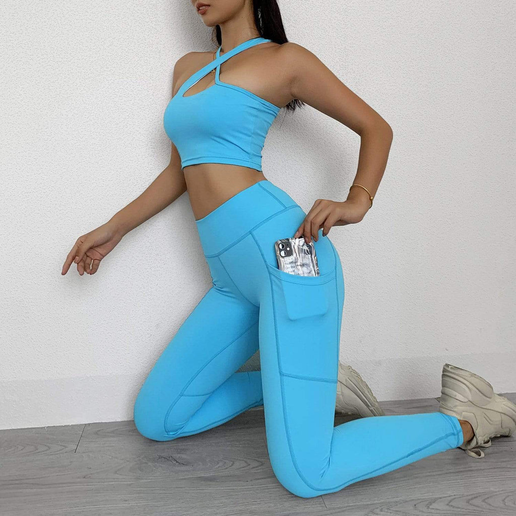 High Waist Oblique Shoulder Leisure Sports Fitness Suit