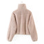 Double Pocket High Collar Lambskin Coat