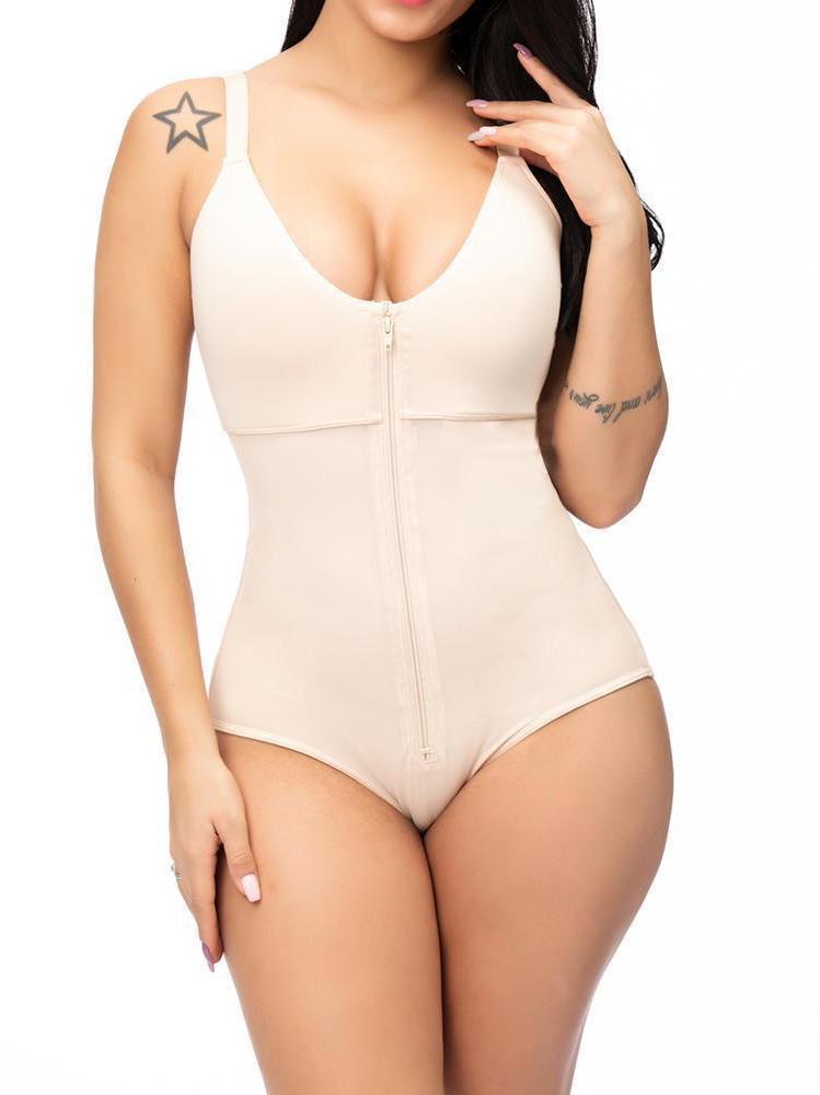 Women Shapewear Bodysuit Straps Zipper Fajas