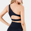 Oblique Shoulder Strap Hollowed Medium Impact Sports Bra