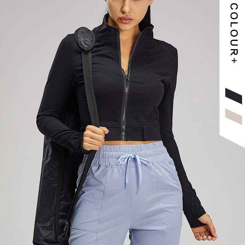 Casual Stand collar Brushed Nude Training Sports Jacket