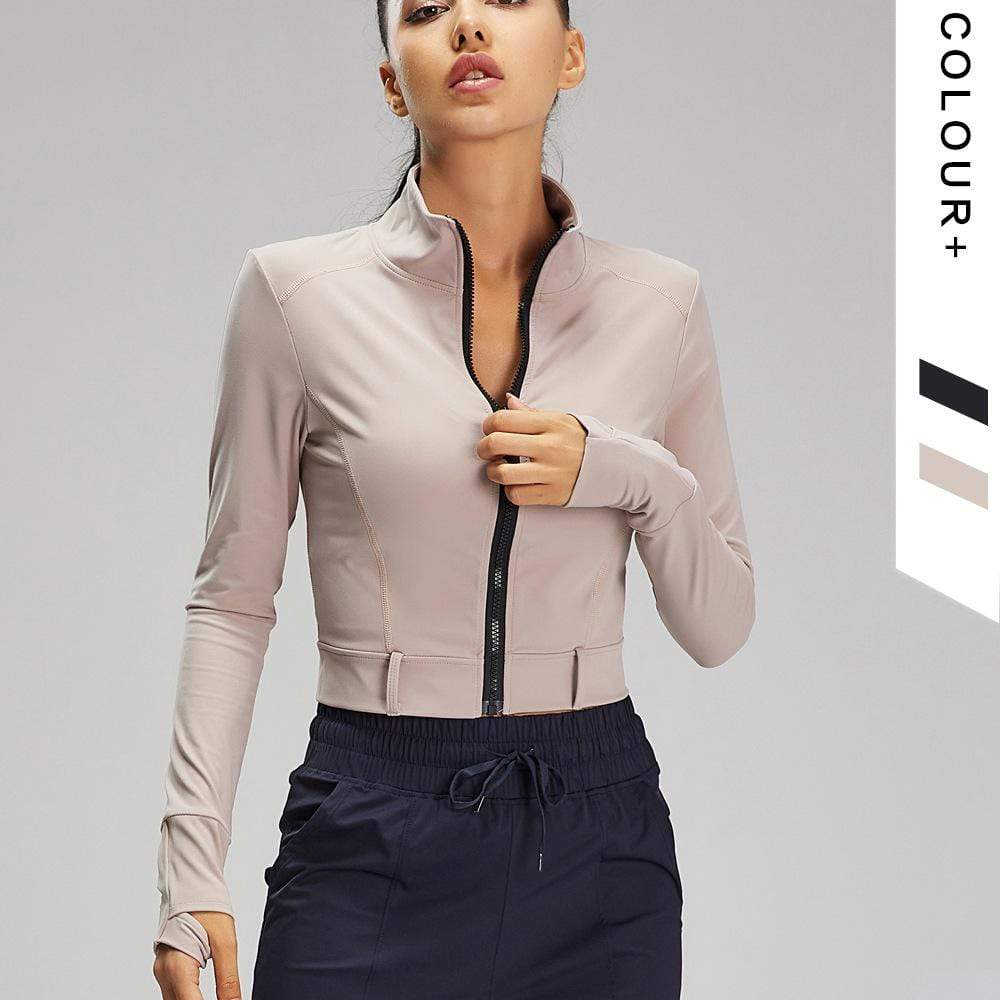 Casual Stand collar Brushed Nude Training Sports Jacket