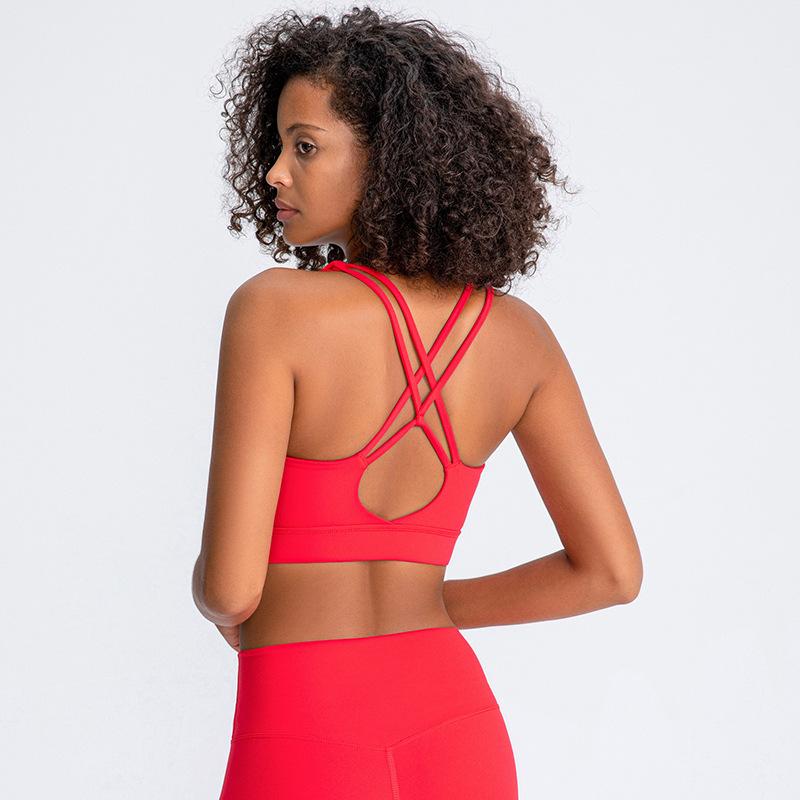 Nude Shockproof Solid Yoga Bra
