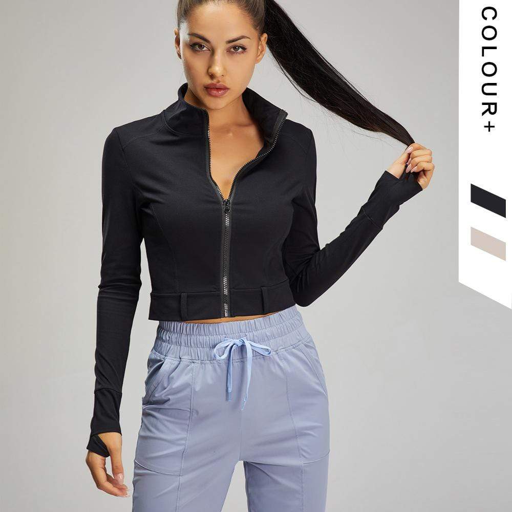 Casual Stand collar Brushed Nude Training Sports Jacket
