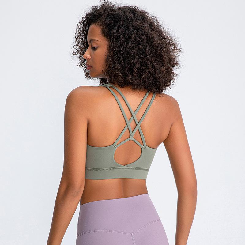 Nude Shockproof Solid Yoga Bra