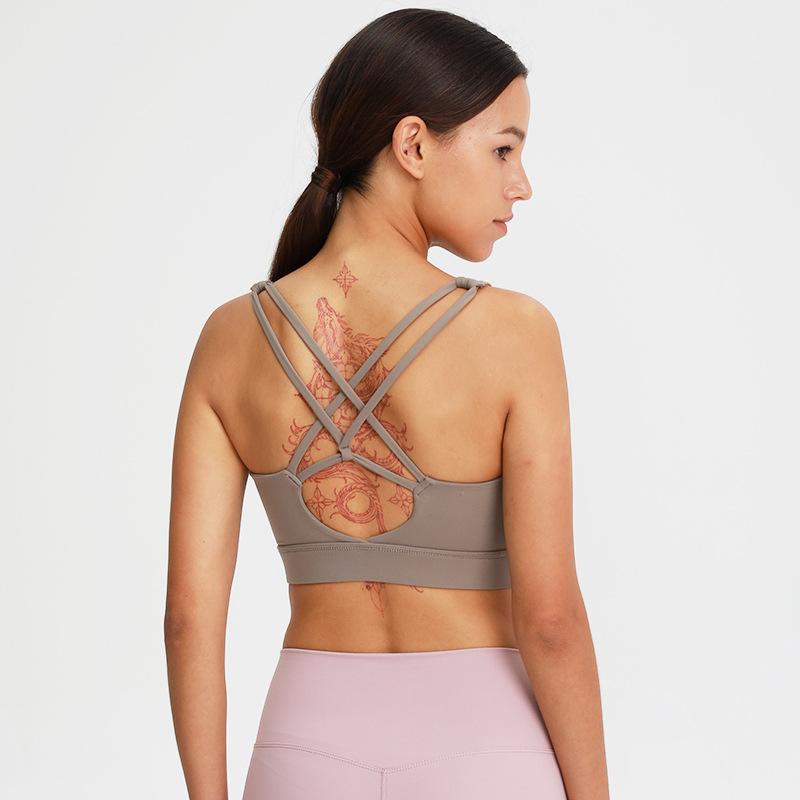 Nude Shockproof Solid Yoga Bra