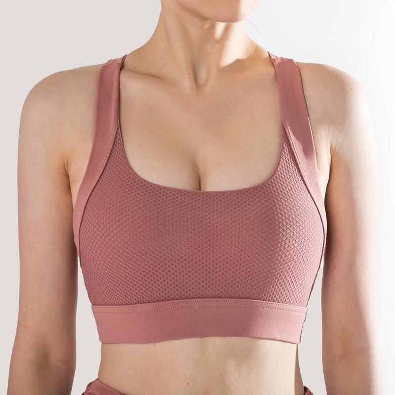 Shockproof Gathered Yoga Fitness Mesh Bra