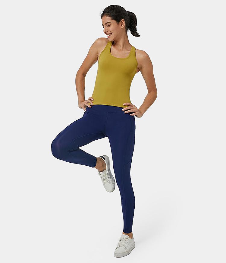 High Waisted Camo Side Pocket Raw Hem Leggings