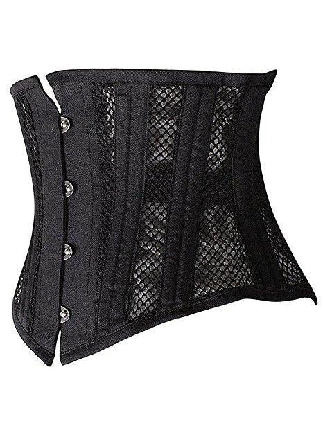 Steel Boned Waist Training Cincher Breathable Mesh Corset Short Torso Shapewear