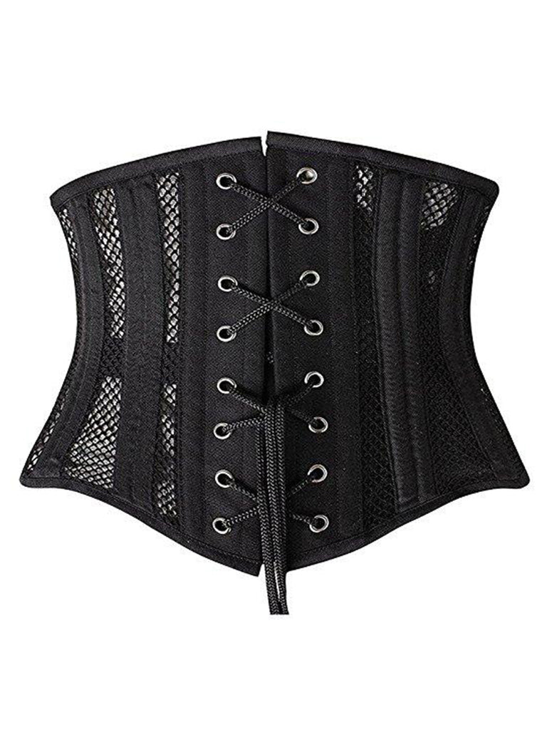 26 Steel Boned Waist Training Cincher Breathable Mesh Corset Short Torso Shapewear
