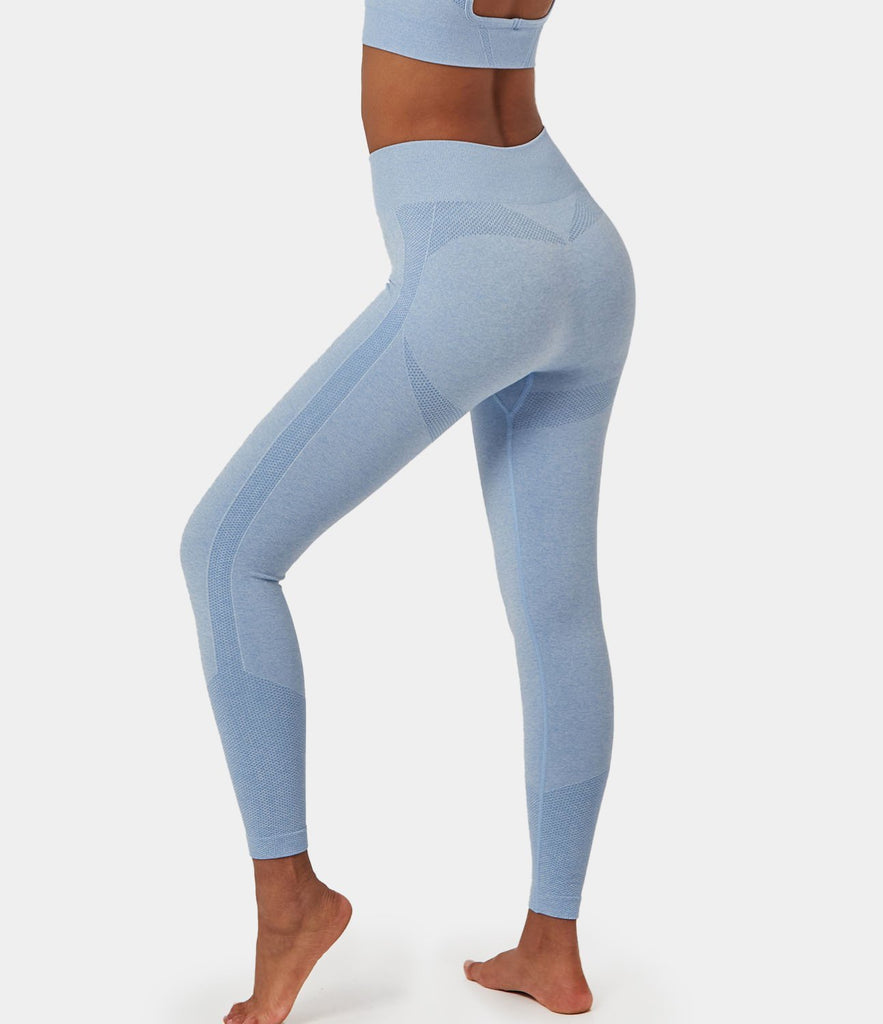 FLOW High Waisted Smile Design Seamless Full Length Leggings