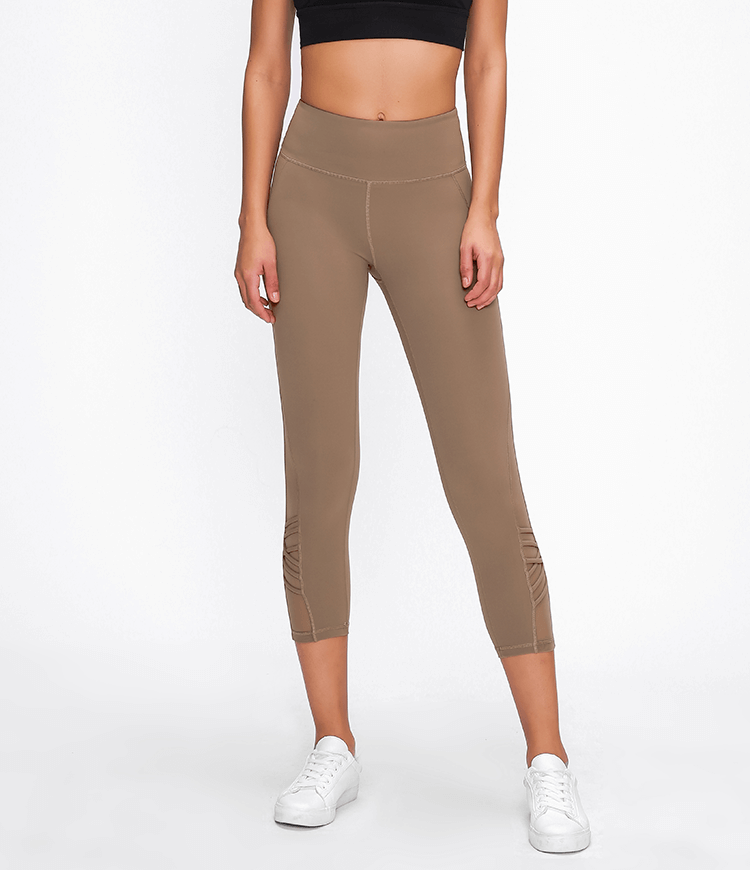 Bloom High Waisted Mesh Stripe Patchwork Capri Leggings