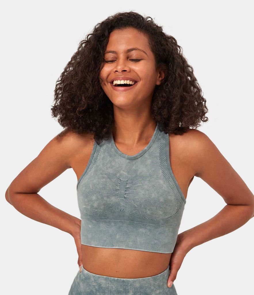 FLOW High Neck Longline Seamless Racerback Medium Support Sports Bra