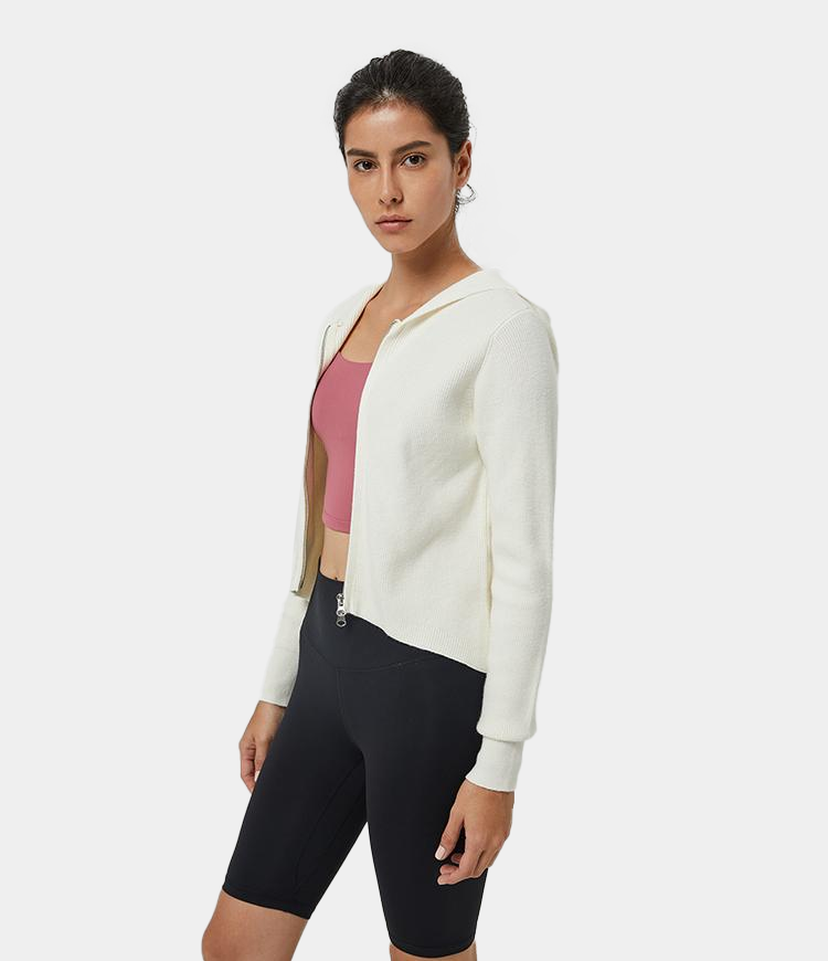 Solid Color Hooded Cardigan