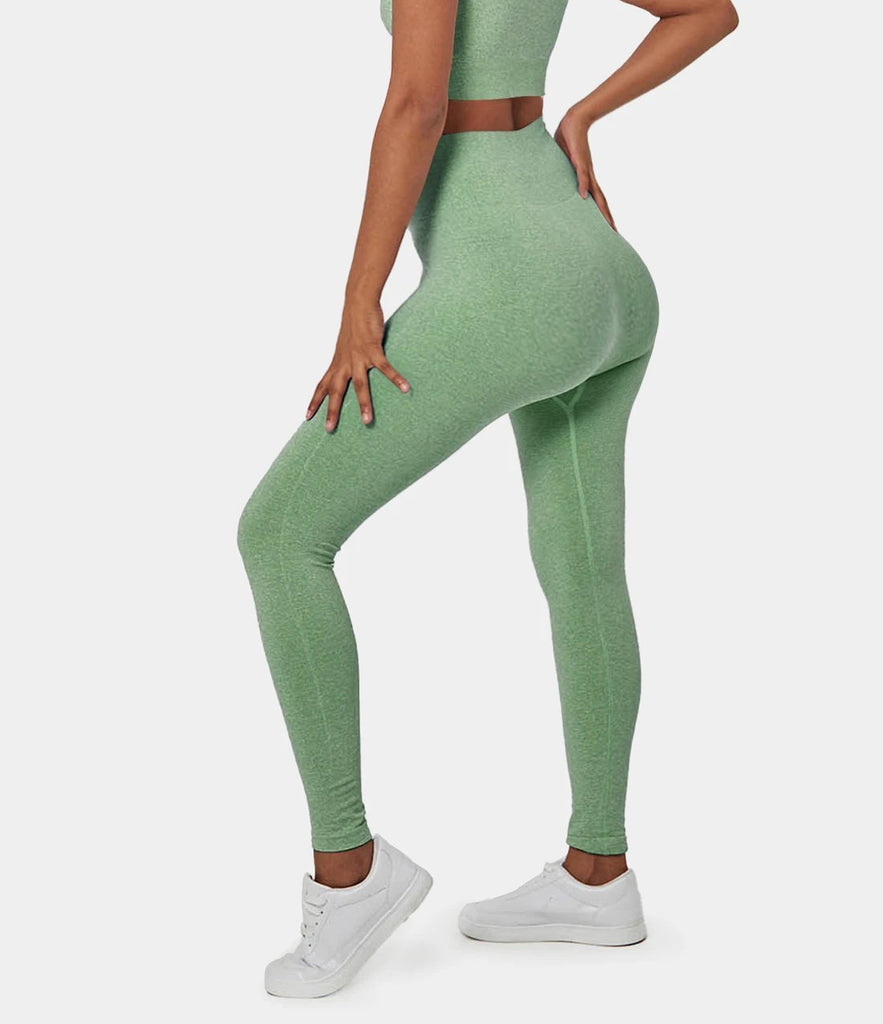 FLOW High Waisted Heathered Seamless Full Length Leggings