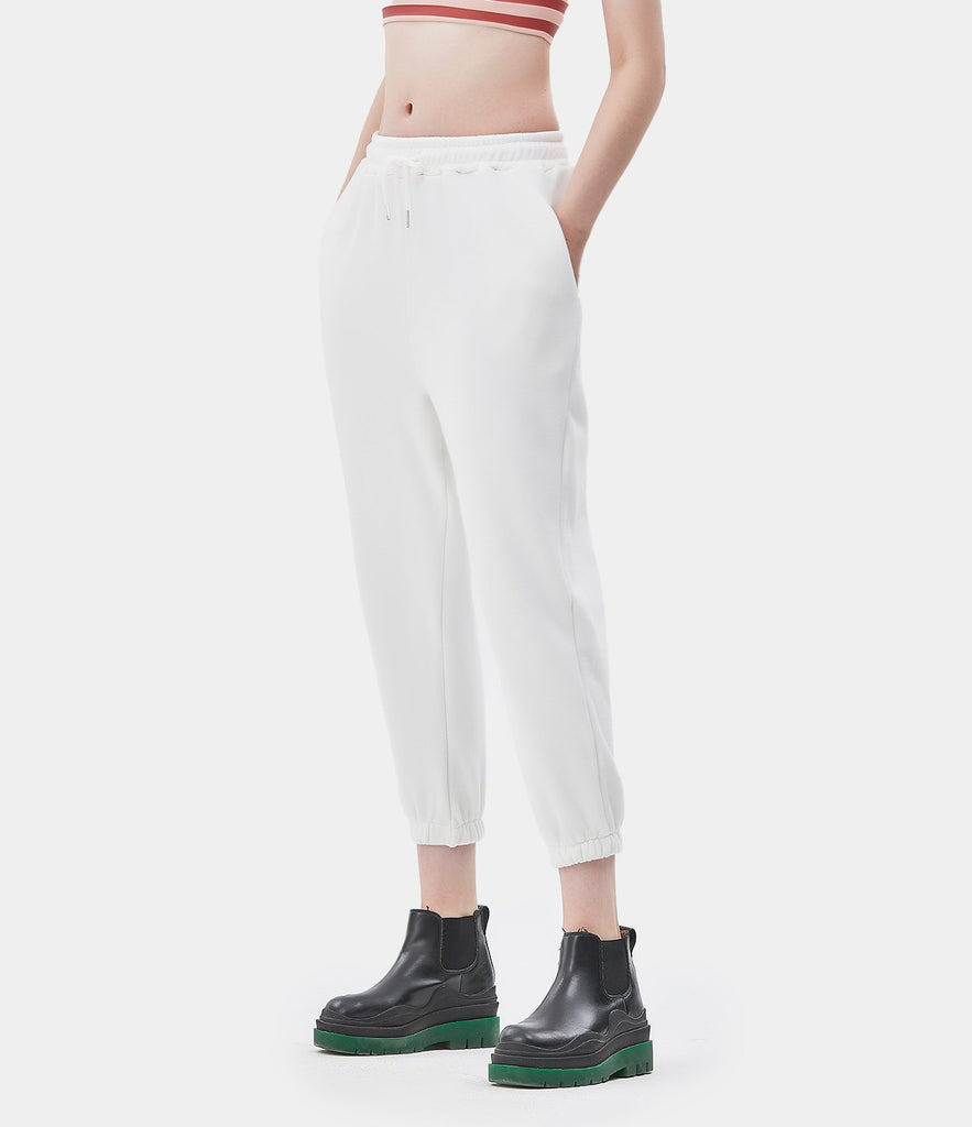 Drawstring Fleece Lined Capri Joggers