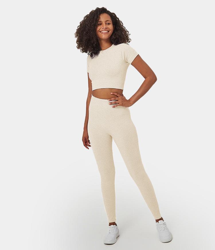FLOW High Waisted Heathered Seamless Full Length Leggings