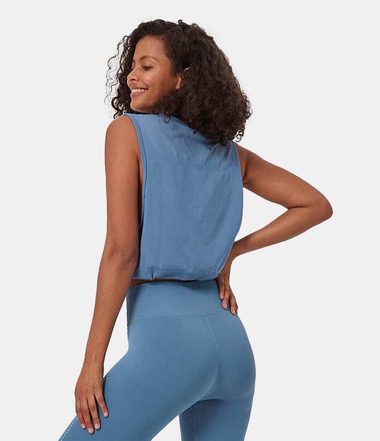 FLOW Drawstring Cropped Seamless Tank Tops