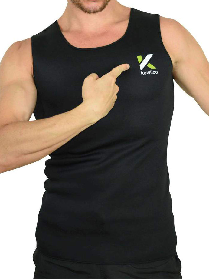 Men Black Sauna Crew Neck Vest